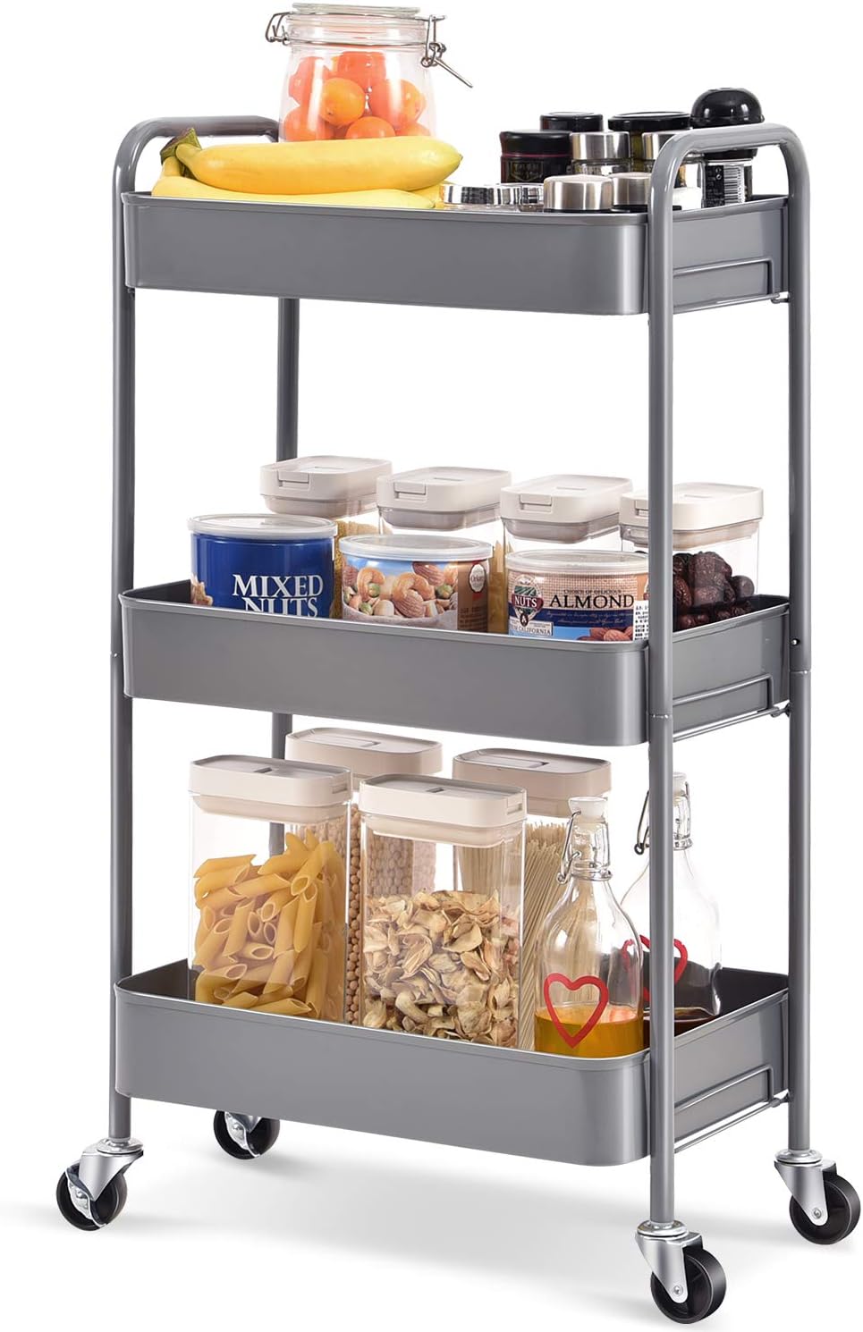 3-Tier Rolling Utility Cart with Lockable Wheels Y8551