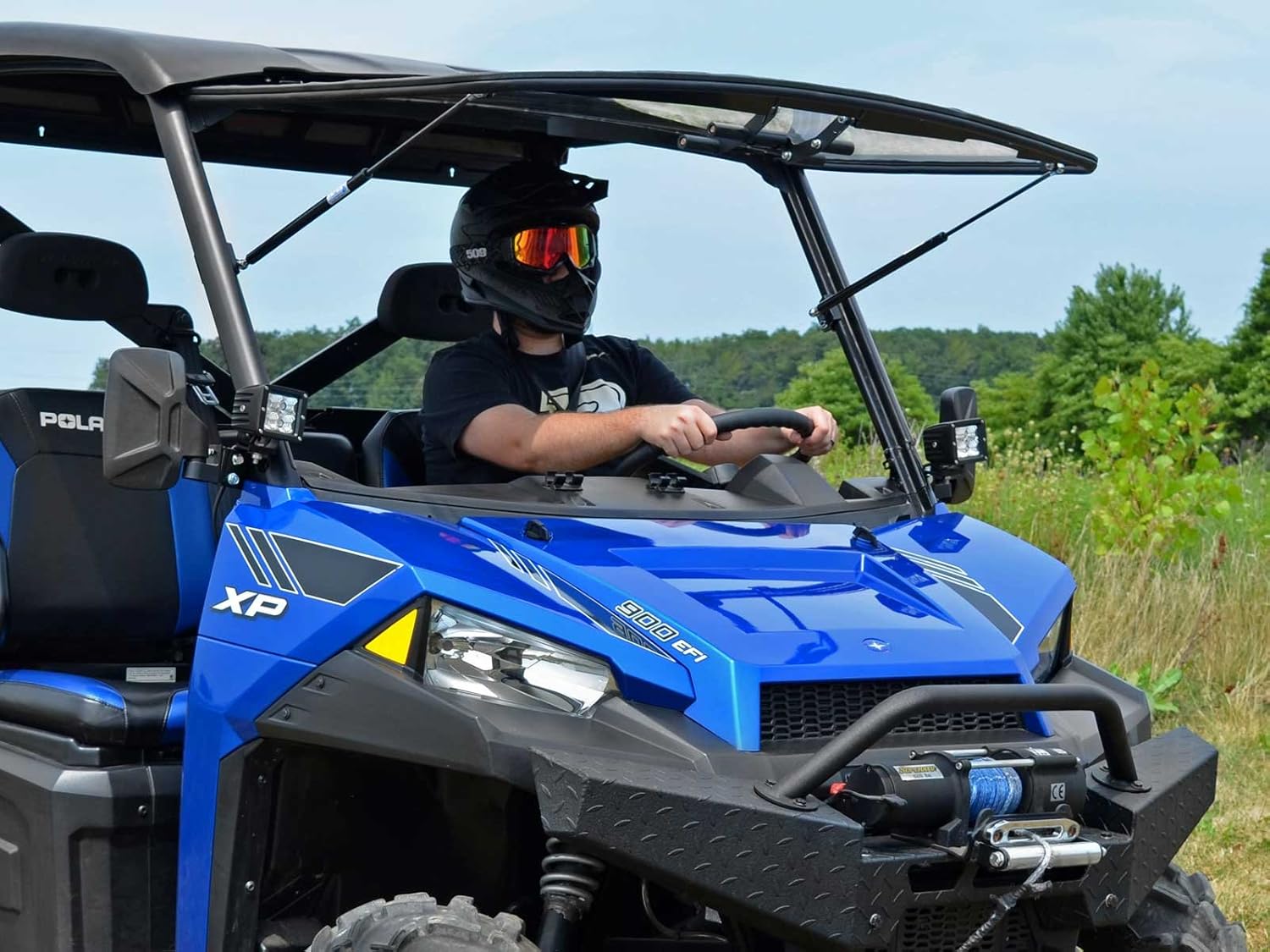 Heavy-Duty Scratch Resistant Flip Windshield, 1/4 Thick Polycarbonate N30915