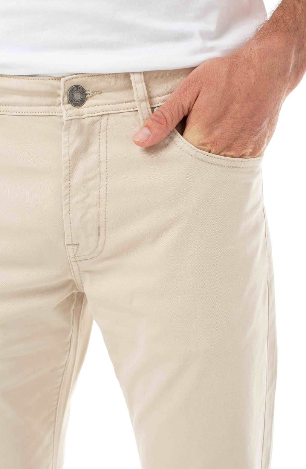 Relaxed Straight Twill Pants, Size 38, 34x22 Inseam, Sand D741685