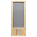 36 in. x 80 in. Reversible Wood Screen Door with Medium Pet Flap Q194