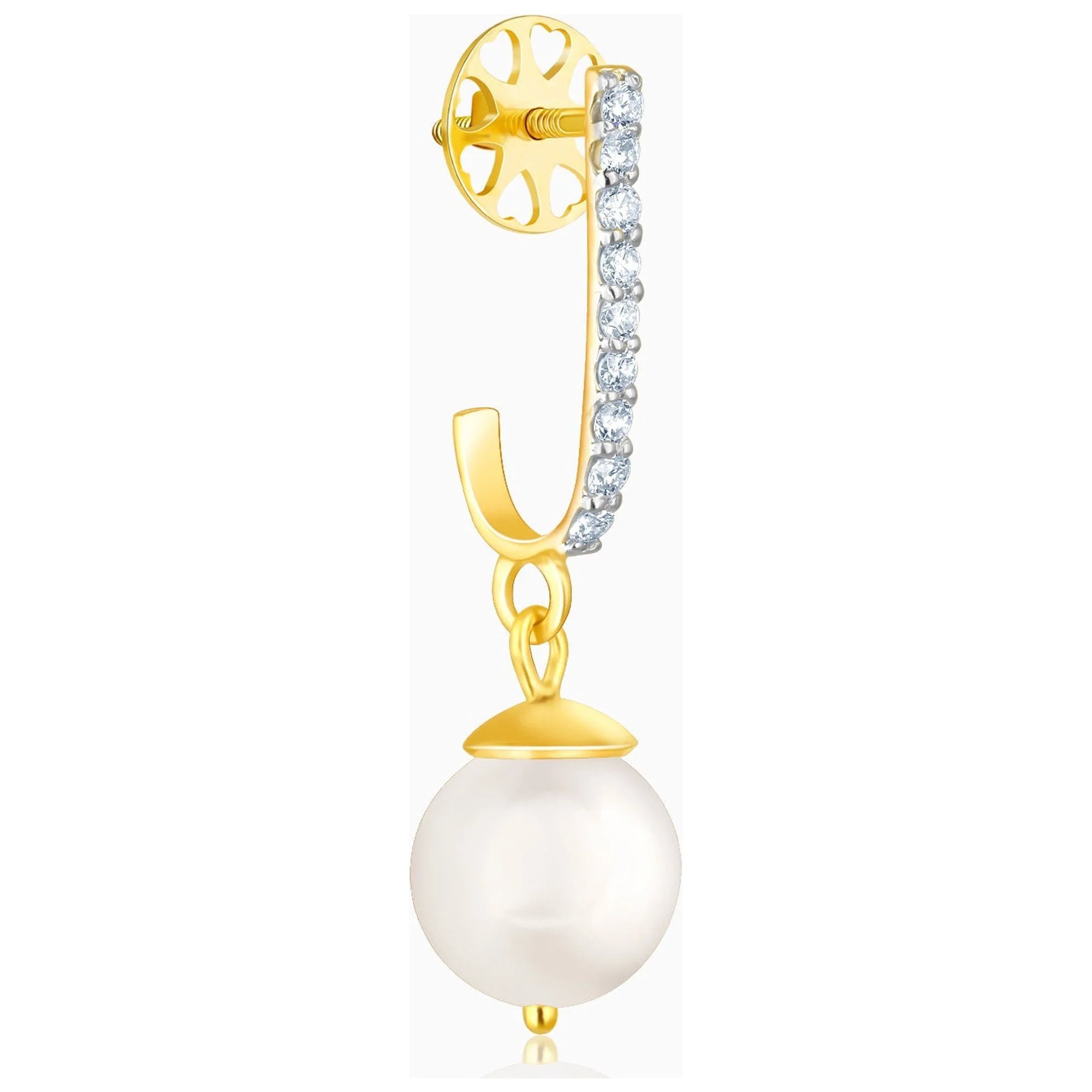Pearl & Diamond Semi Hoop Earrings M58508