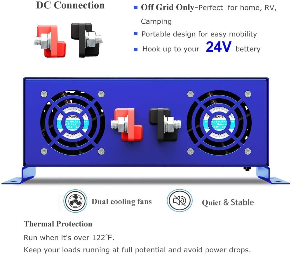 3500W / 7000W Peak 24V DC to AC 110V 120V Pure Sine Wave Power Inverter with LCD Display K794693