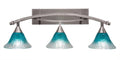 Three Light Bath Bar Brushed Nickel with Teal Crystal Glass O88387