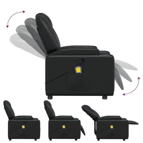 Black Faux Leather Massage Recliner Chair with 6Point Vibration A1502