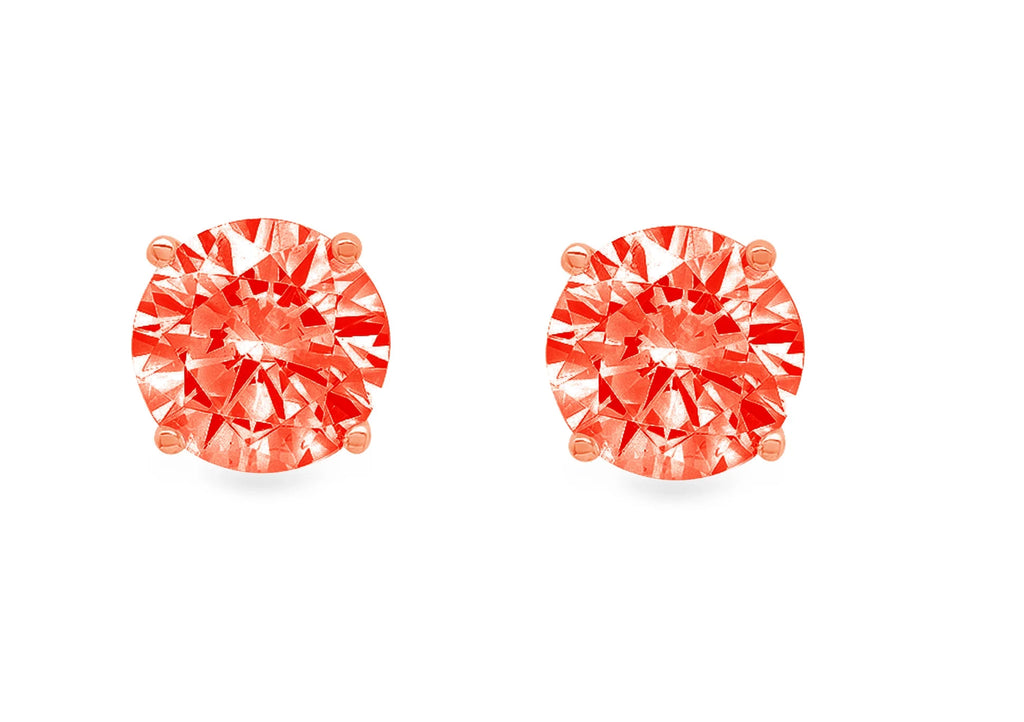 0.2 ct Solitaire Studs VVS1 Red Simulated Diamond Solid 18K Rose Gold Earrings E625