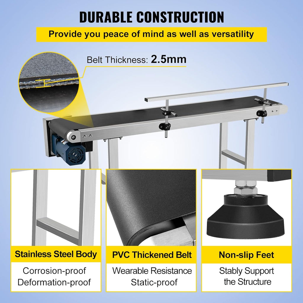 59 x 7.8 inch Stainless Steel Motorized Belt Conveyor D645572