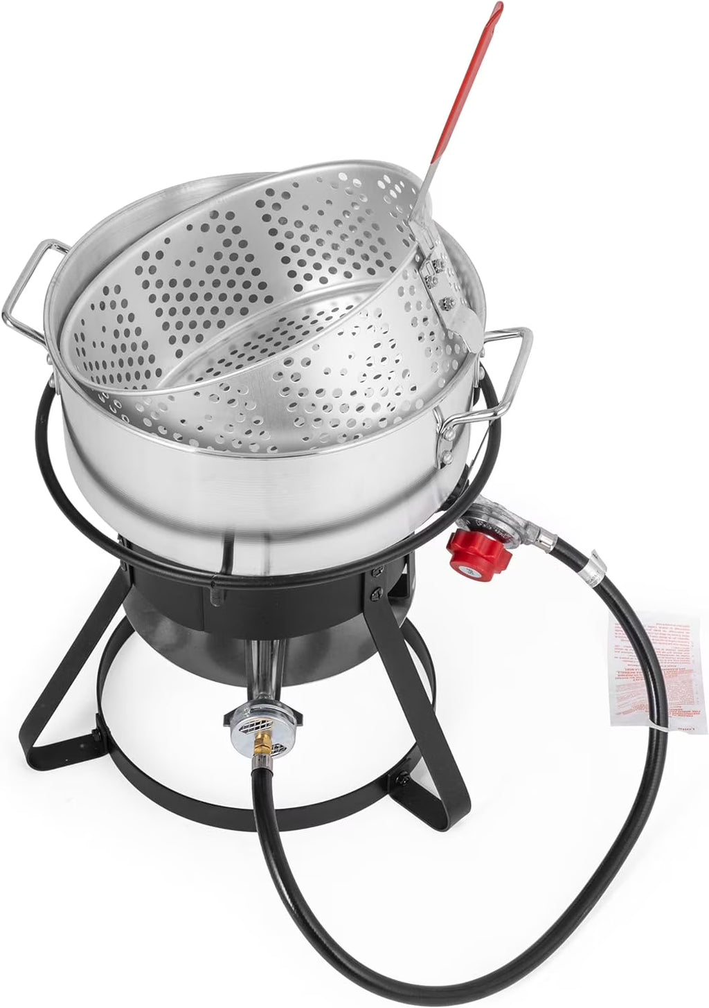 11 Qt. Aluminum Propane Outdoor Deep Fryer Pot with Basket and Thermometer H4901