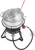 11 Qt. Aluminum Propane Outdoor Deep Fryer Pot with Basket and Thermometer H4901