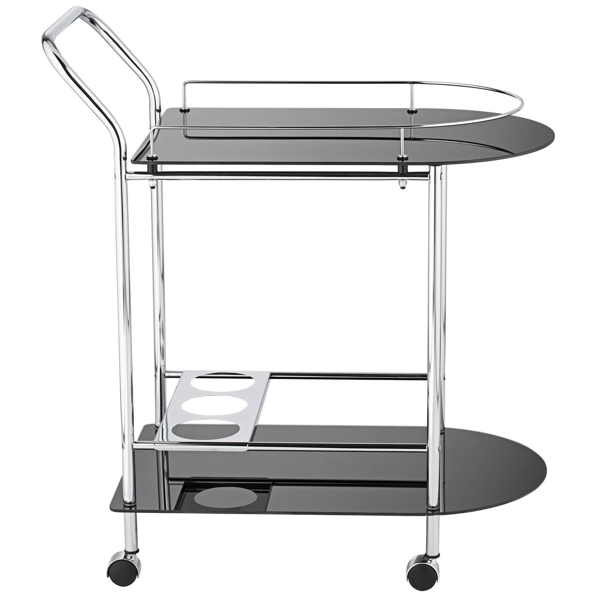 Black Glass Rolling Serving Cart V4193