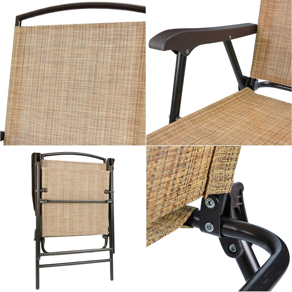 Beige Sling Back Folding Chair Set of 2 N20231