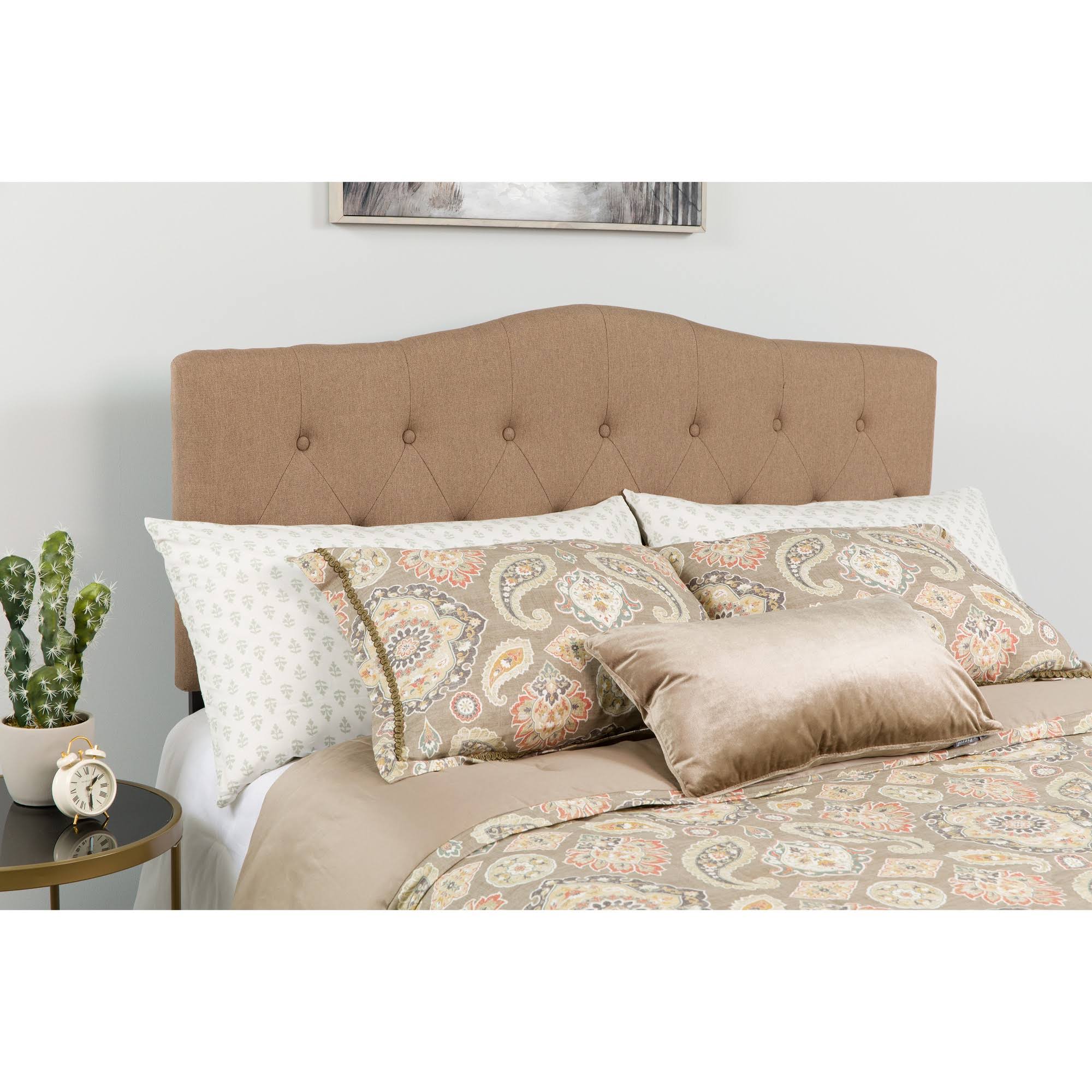 Tufted Upholstered Twin Size Headboard in Camel Fabric C360