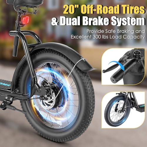 800w Electric Scooter with 20" Fat Tire, 20 MPH Top Speed, 30 Miles Range, Foldable E665863