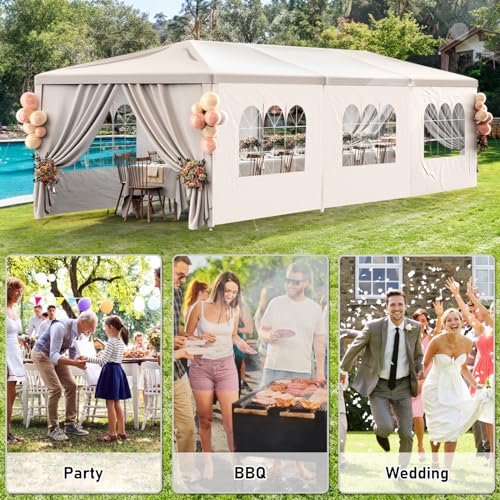 White 10x30 Heavy Duty Party Tent with 8 Removable Sidewalls Z651131