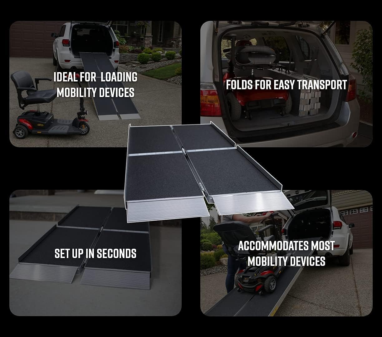 Suitcase Trifold Portable Ramp with Slip-Resistant Surface, 8 Foot X27184