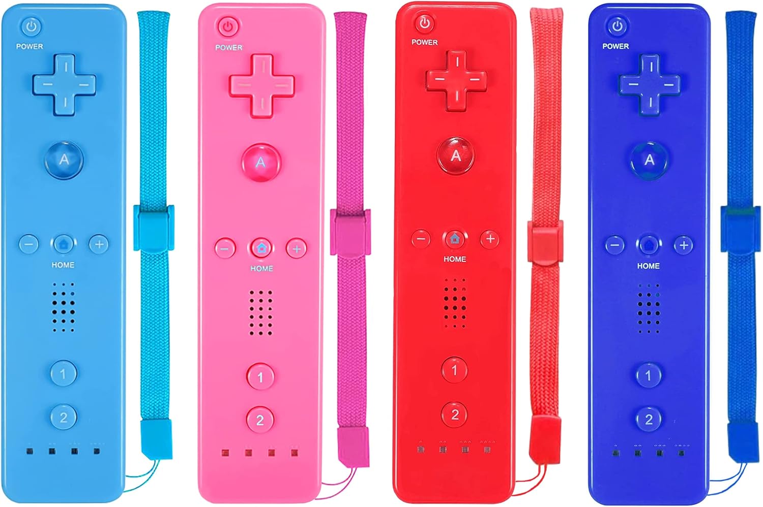 4 Pack Wireless Controller for Wii and Wii U with Silicone Case and Wrist Strap I889007