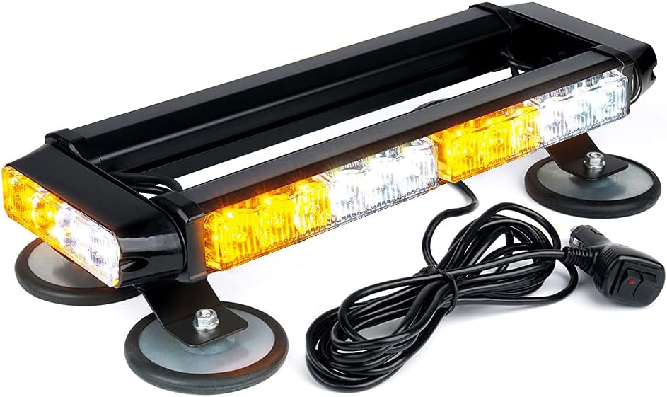 Amber White 32 LED Strobe Light Bar with Magnetic Base, Pack of 2 M94057
