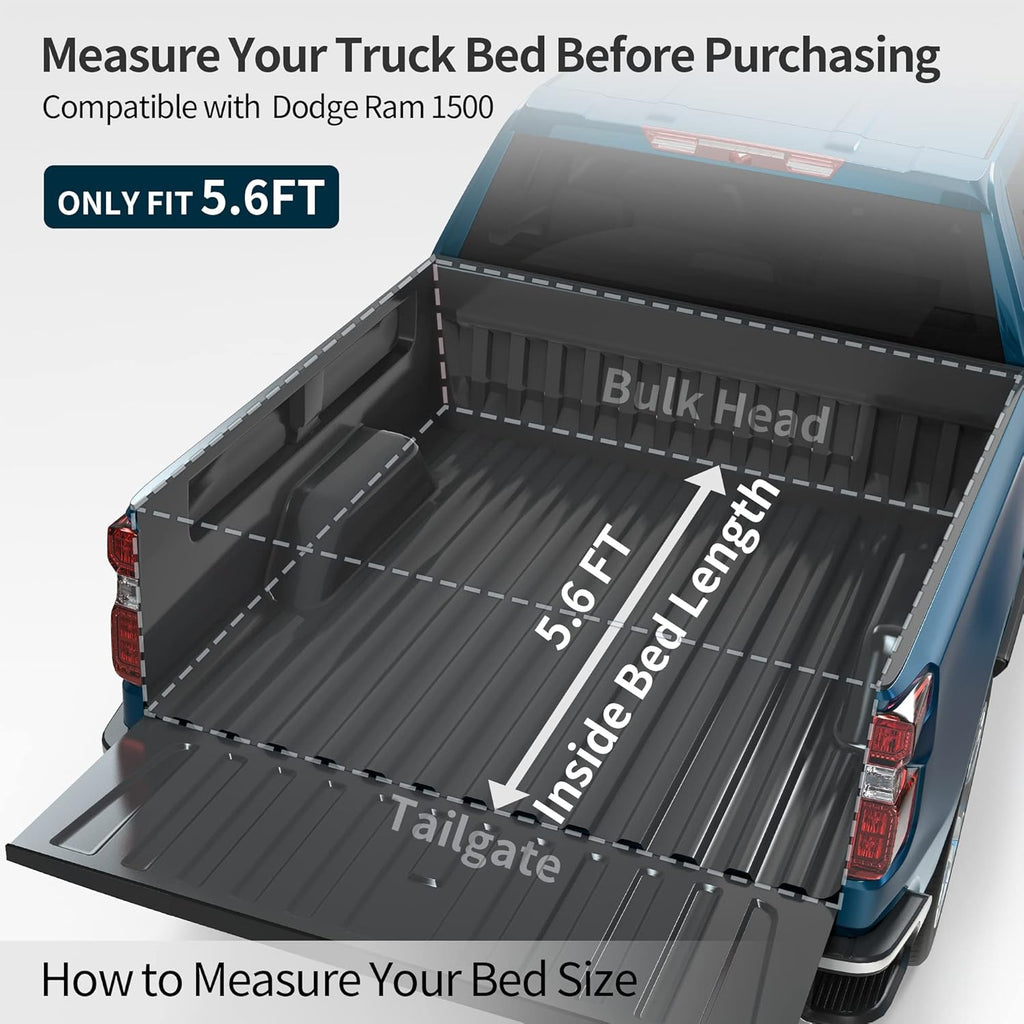 Hard Tri-fold Truck Bed Tonneau Cover for 2009-2022 Dodge Ram 1500, 5.6 ft Bed A994305