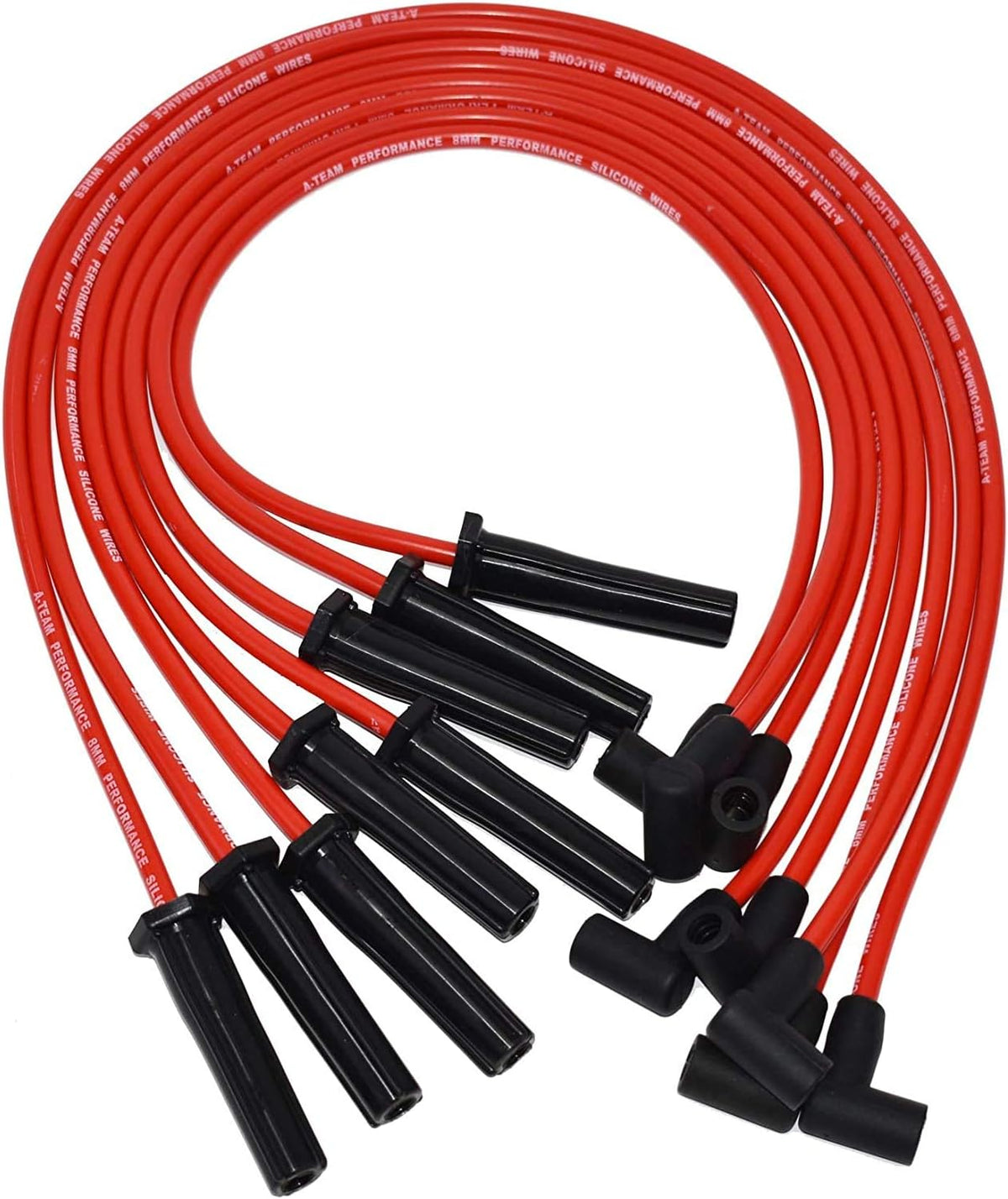 Red 8.0mm Spark Plug Wires & 45K Volt Coil Distributor W396