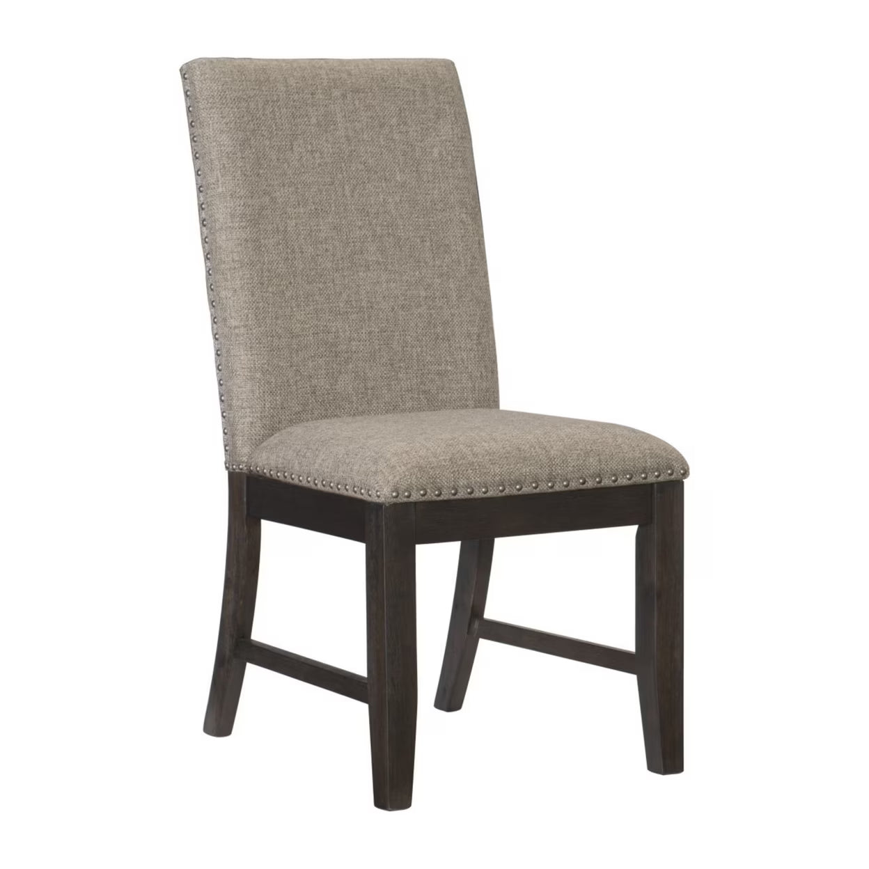 Brown Fabric Padded Side Chair with Nailhead Trim R527