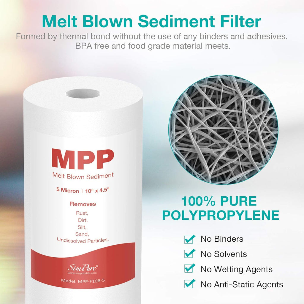 10" x 4.5" 5 Micron Whole House Sediment Water Filter Replacement Cartridge 4-Pack A421260