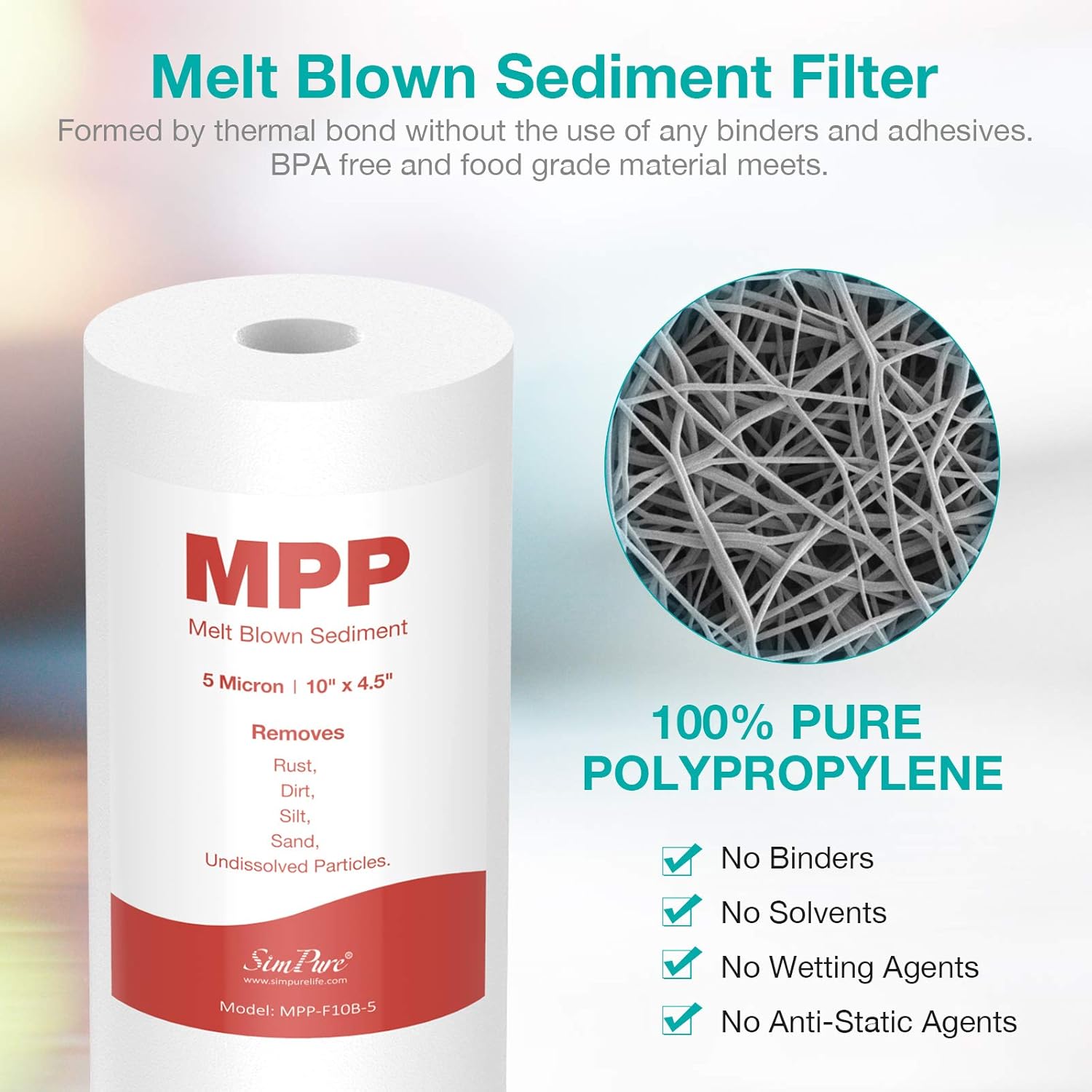 10" x 4.5" 5 Micron Whole House Sediment Water Filter Replacement Cartridge 4-Pack A421260