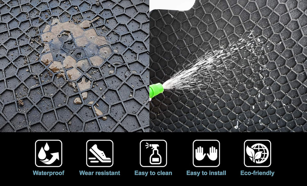 Black Rubber Waterproof Floor Mat Complete Set (8pcs) E808