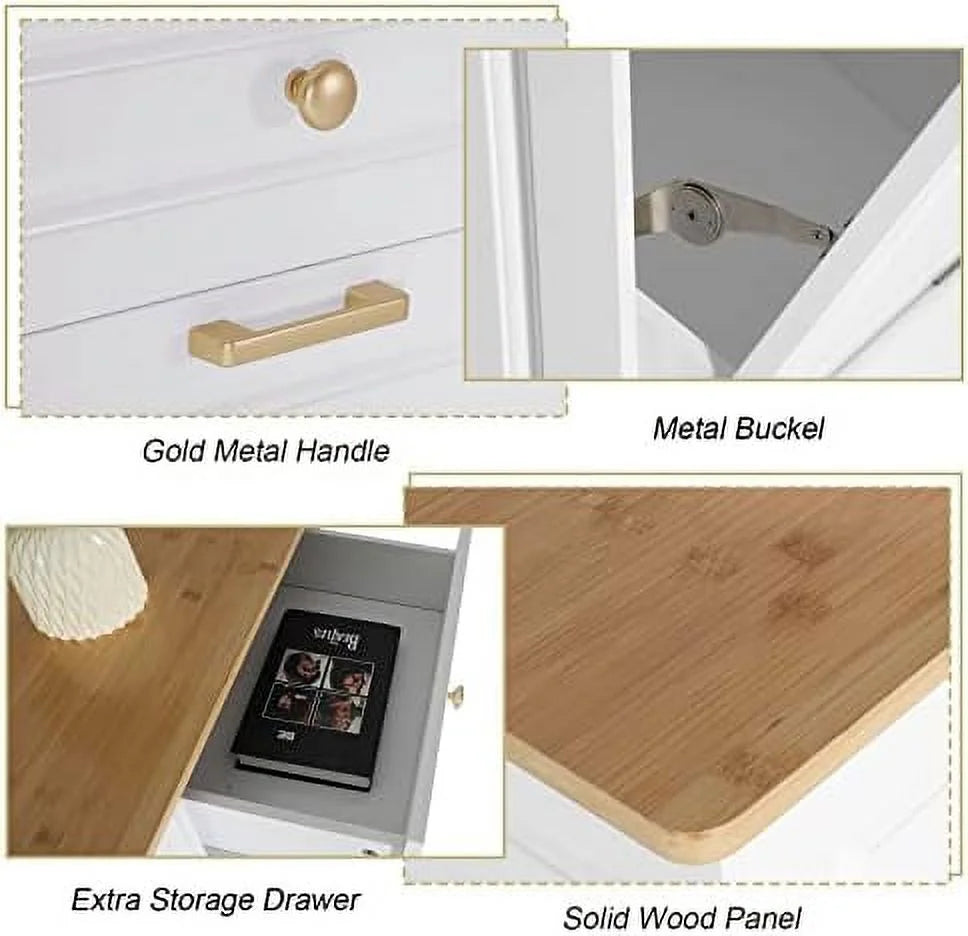 Double Barn Door Style Trash Cabinet with Solid Hideaway Drawer P685892