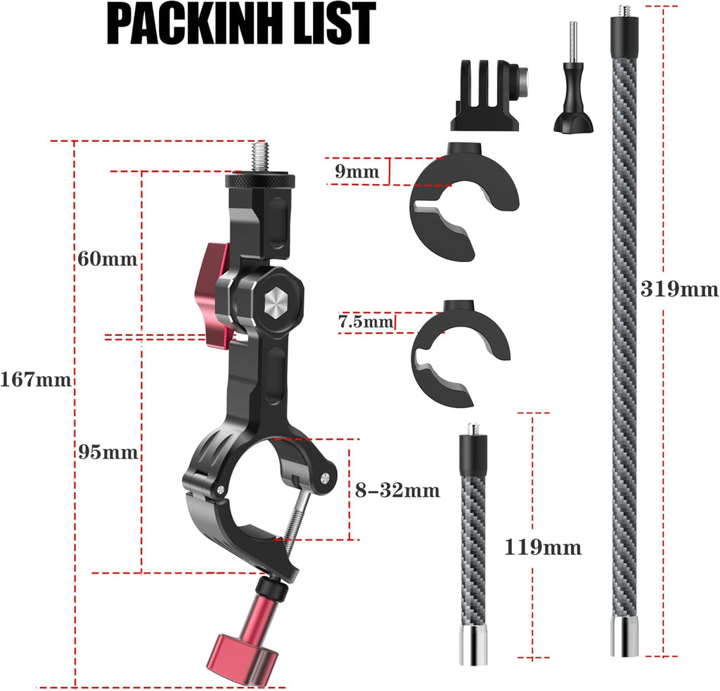 Bike Motorcycle Handlebar Mount with ratchet interface Compatible with Insta360 X4 X3 X2 X ONE RS R GoPro X776