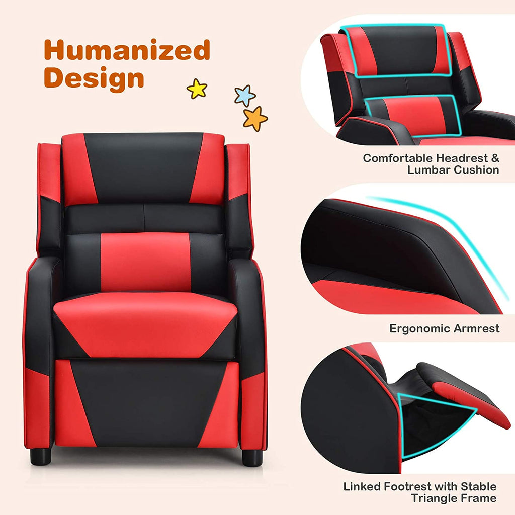 Red Ergonomic PU Leather Gaming Recliner Chair O83315