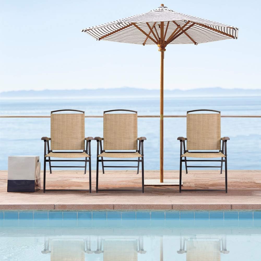Beige Sling Back Folding Chair Set of 2 N20231