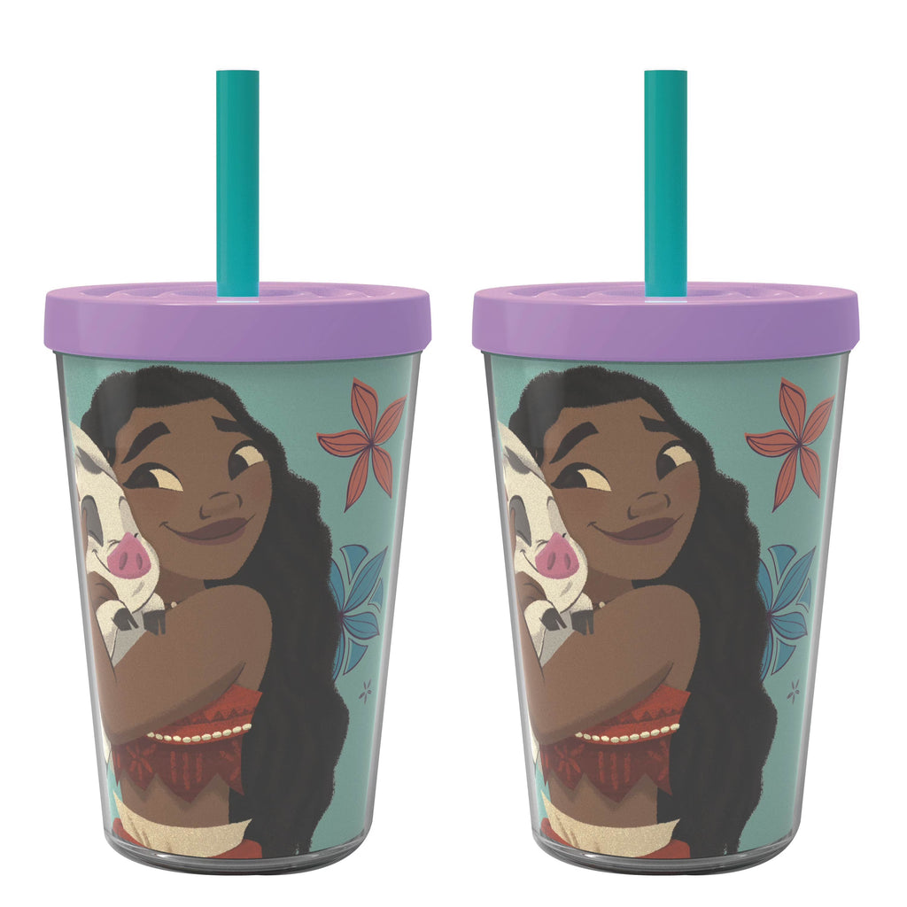 2 pcs 13 oz Kids Straw Tumbler Plastic Double Wall Insulated D947890