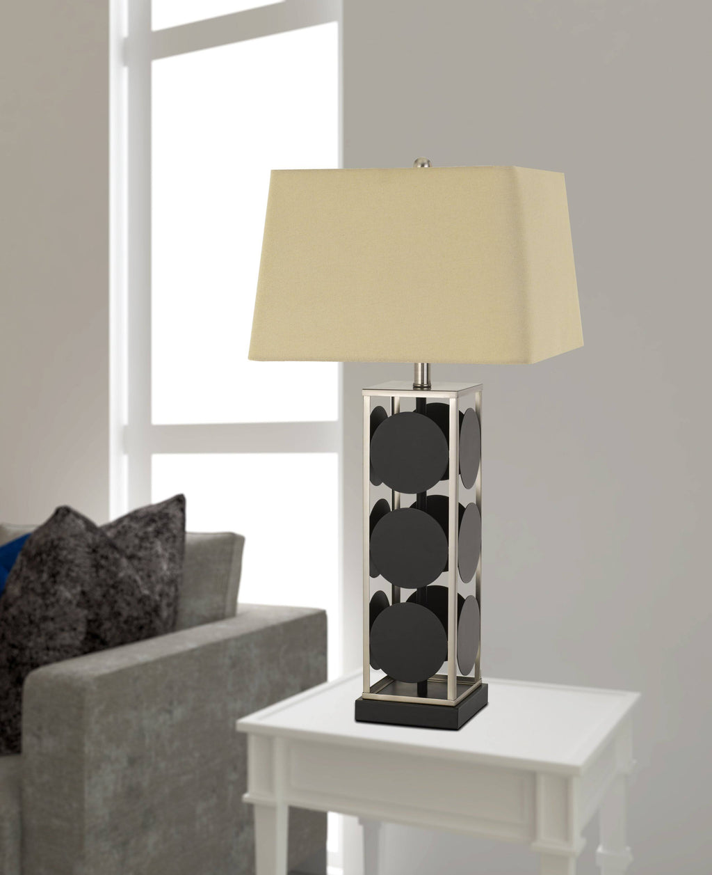 Black Table Lamp with Antique Silver H4077