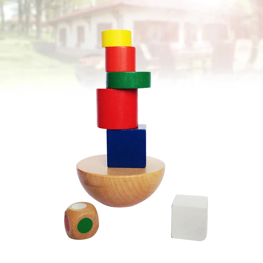 Wooden Hemisphere Balancing Games Stackable Building Blocks Set D7574