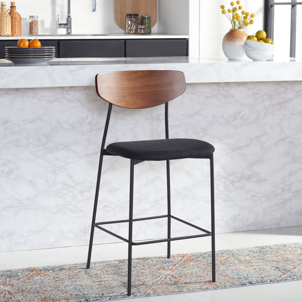 Walnut/Black Scandinavian Counter Stool I141