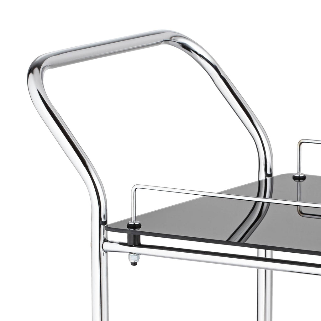 Black Glass Rolling Serving Cart V4193