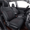 Black/Red Leatherette Full Set Car Seat Covers T93638