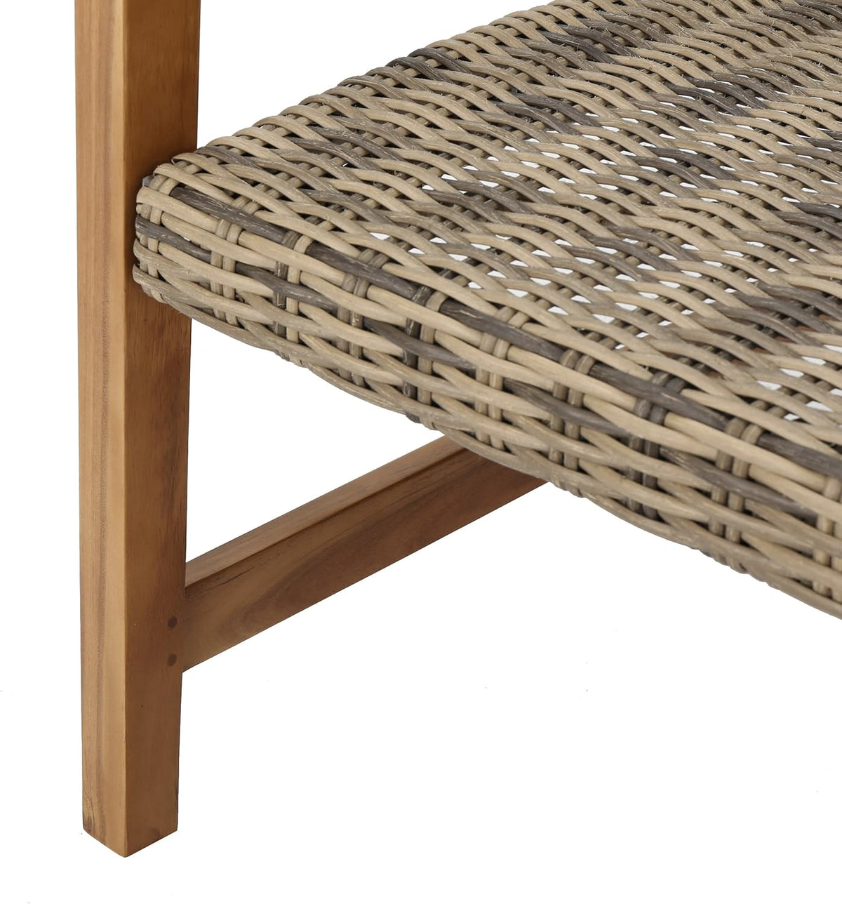 4-Pcs Set Wicker Club Chairs with Acacia Wood Frame J7271
