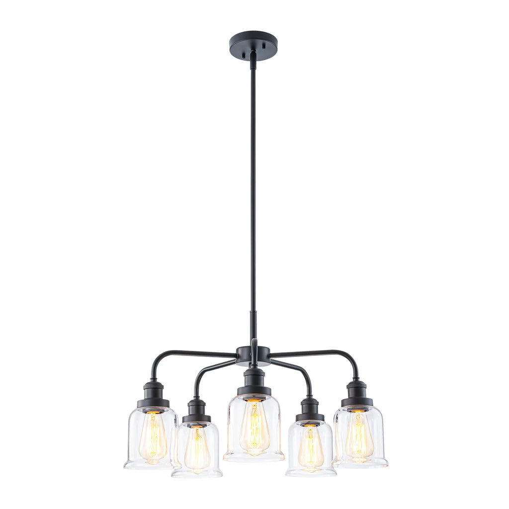 5-Light Dimmable Glass Farmhouse Chandelier J513