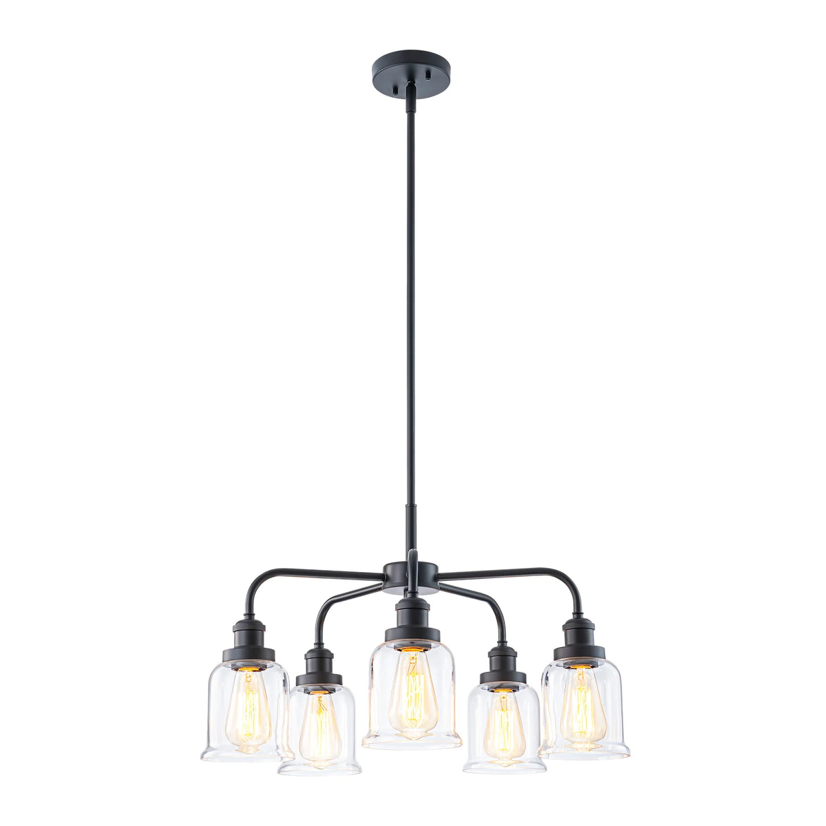 5-Light Dimmable Glass Farmhouse Chandelier J513