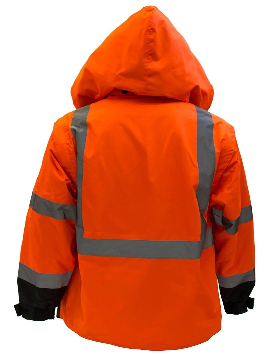 Men's High Visibility Safety Bomber Jacket With Zipper, PVC Pocket, Black Bottom, Orange R222937