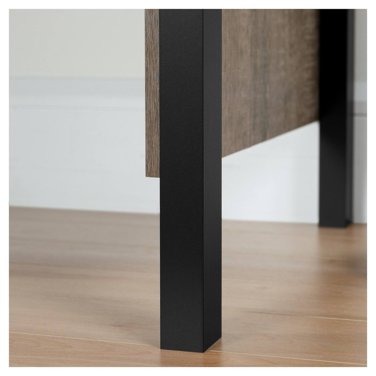 Matte Black/Weathered Oak Desk with Drawers F829