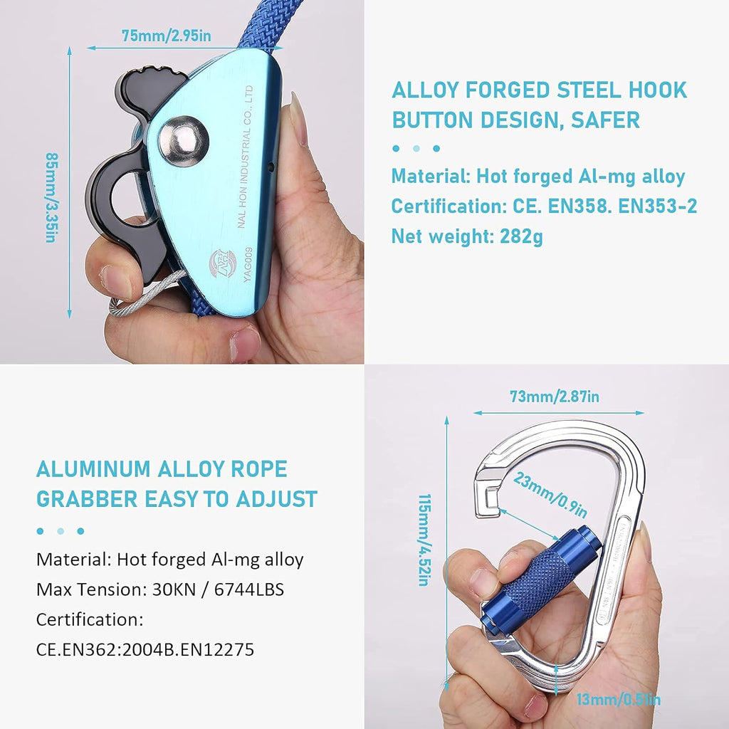 Blue Adjustable Tree Lanyard with Double Lock Carabiner, Pack of 2 X730186