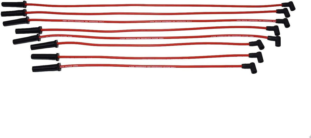 Red 8.0mm Spark Plug Wires & 45K Volt Coil Distributor W396