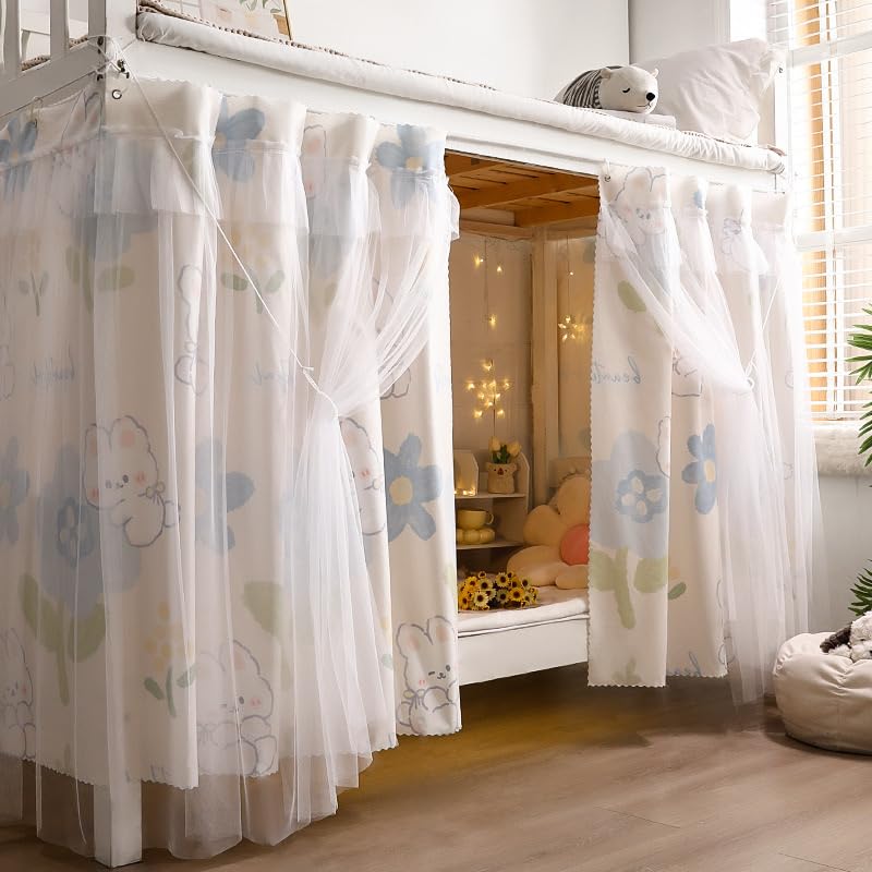 Bottom Bunk Bed Curtains Cloth Breathable Bed Canopy Shading Nets for Single Bed F775