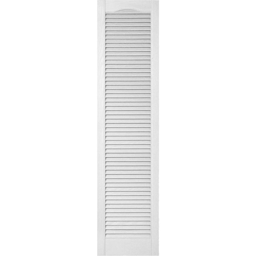 18 in. x 49 in. Vinyl Louvered Shutters Pair Bright White E56758
