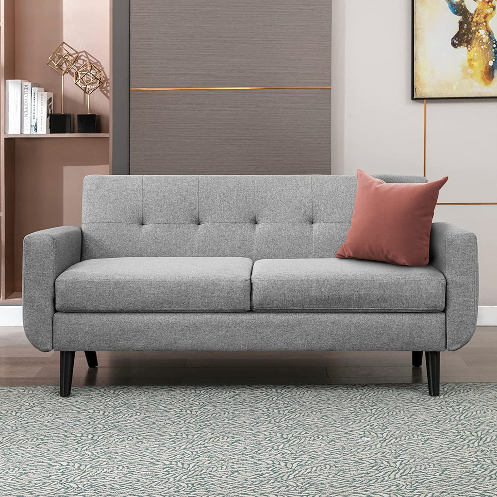 68" Futon Sofa 2-Seat Loveseat with Cushion, Light Gray W2218