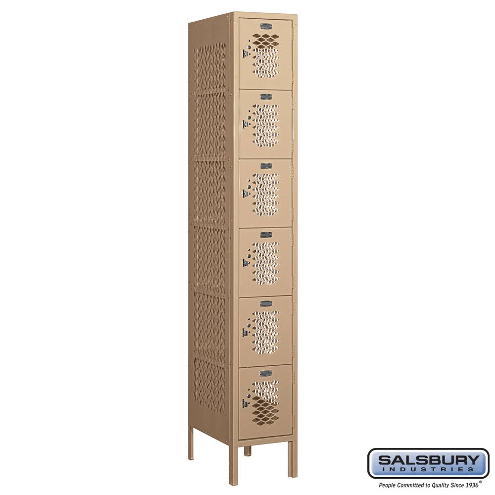 Vented Metal Locker, Six Tier, Tan G471736