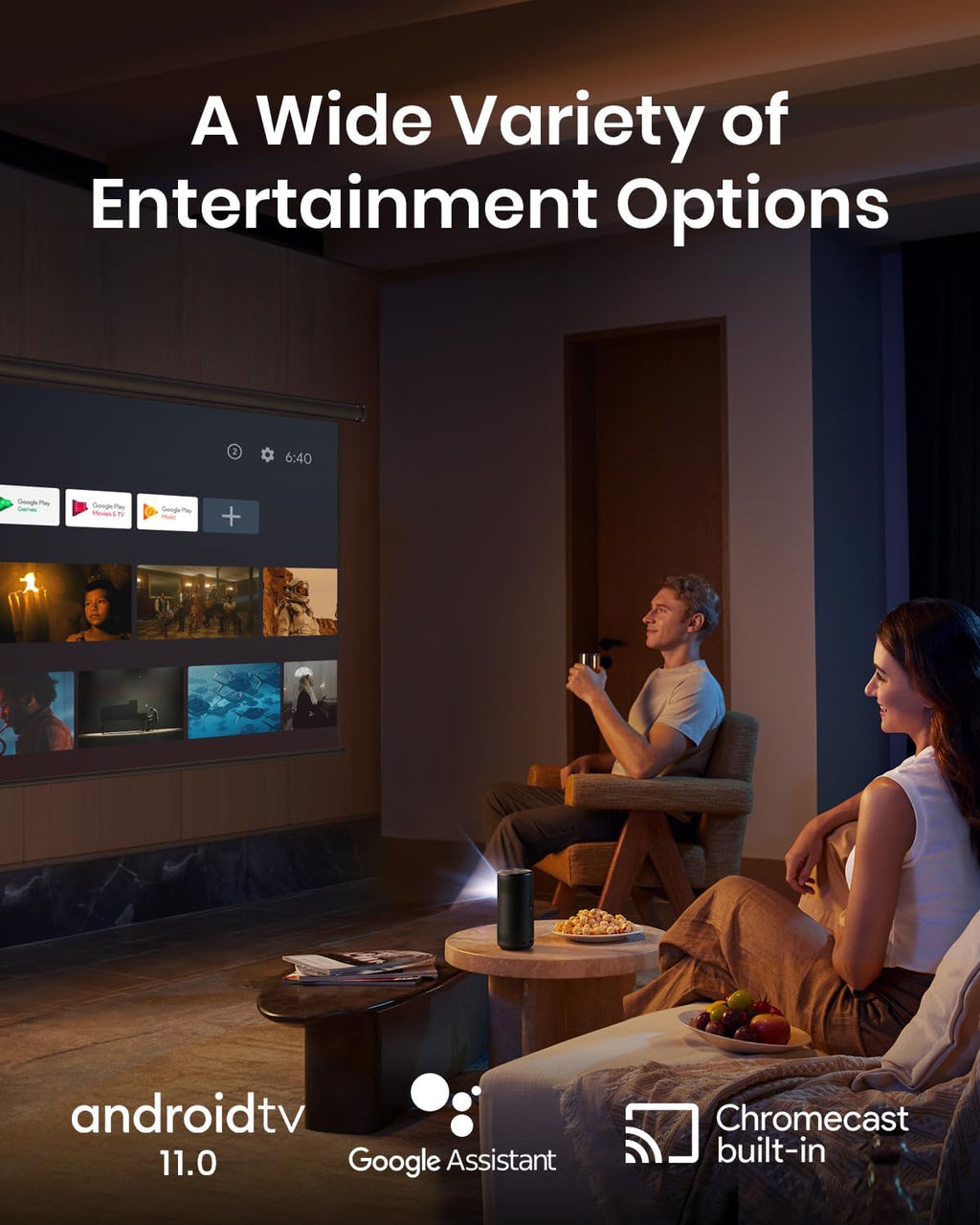 Mini Smart TV Projector with wifi and bluetooth, Laser Projector, 2.5H Built-in Battery F159