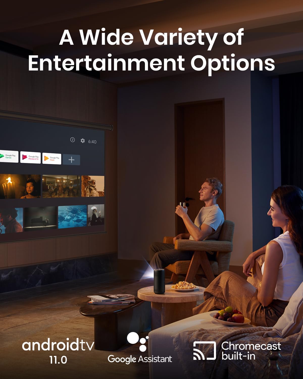 Mini Smart TV Projector with wifi and bluetooth, Laser Projector, 2.5H Built-in Battery F159