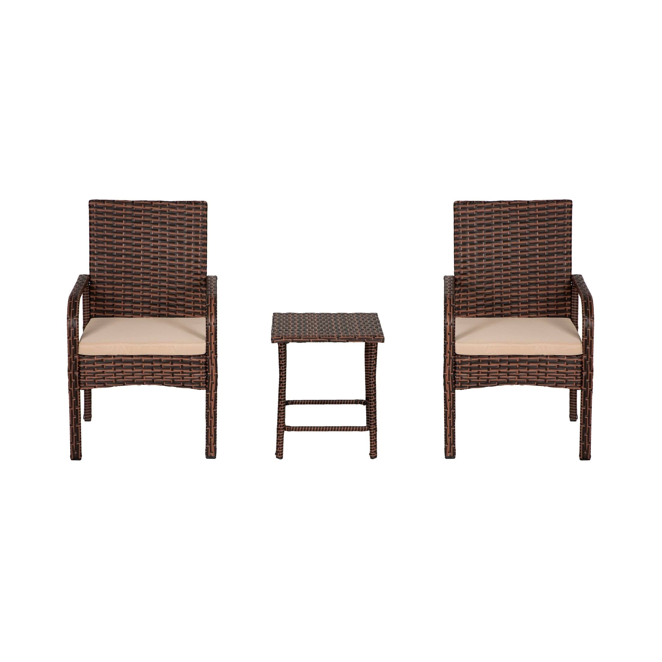 Beige 3-Piece Rattan Wicker Seating Set U2899